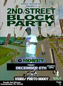 G Money 2ndStreet BlockParty flyer